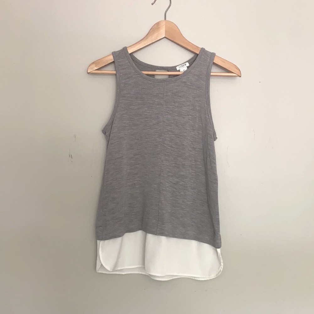 J Crew Mixed Media Tank Gray & White XS
